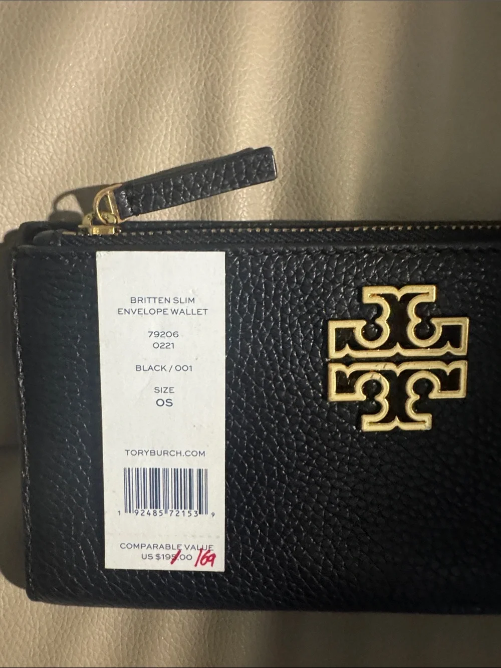 Tory Burch Navy Pebbled Leather Continental Wallet with Gold Logo